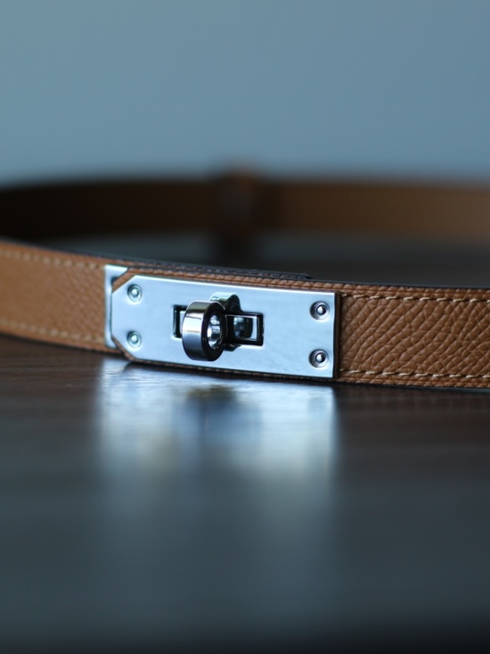 Vera Pelle Tan Leather Belt with Silver Tone Buckle main image 10